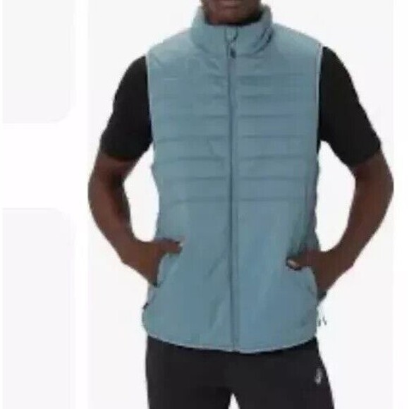 Asics Men Small Performance Insulated Sports running Vest 2.0 Light Teal Warmth - Picture 6 of 15